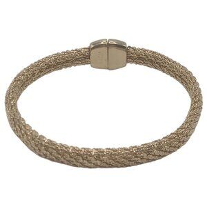 Monet Bracelet Gold-Tone Shiny Mesh Design Magnetic Clasp Bracelet 7.5" Long VTG